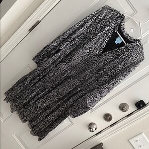 CeCe Metallic Sequin Cape Dress